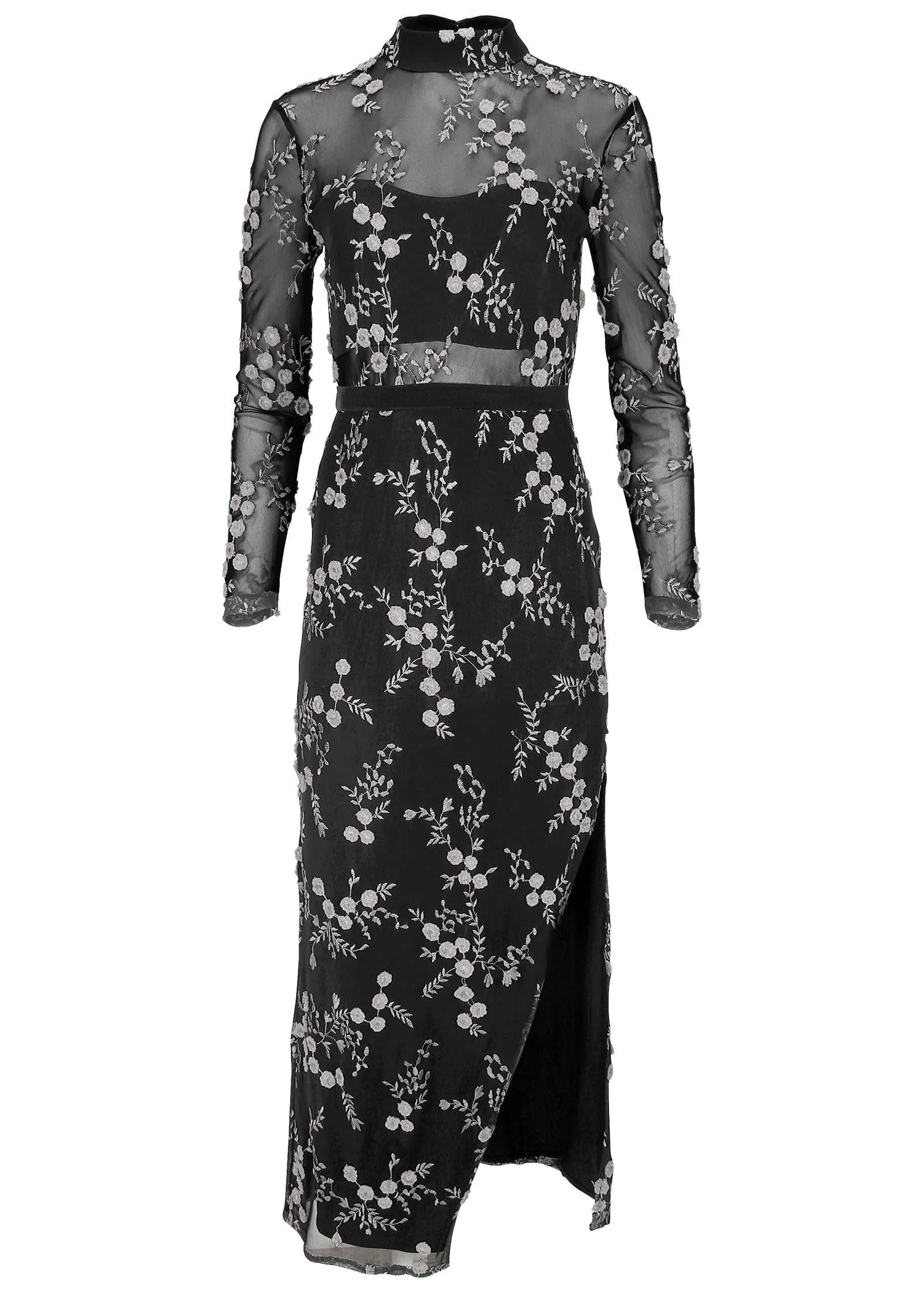 Embroidered Floral Maxi - Black