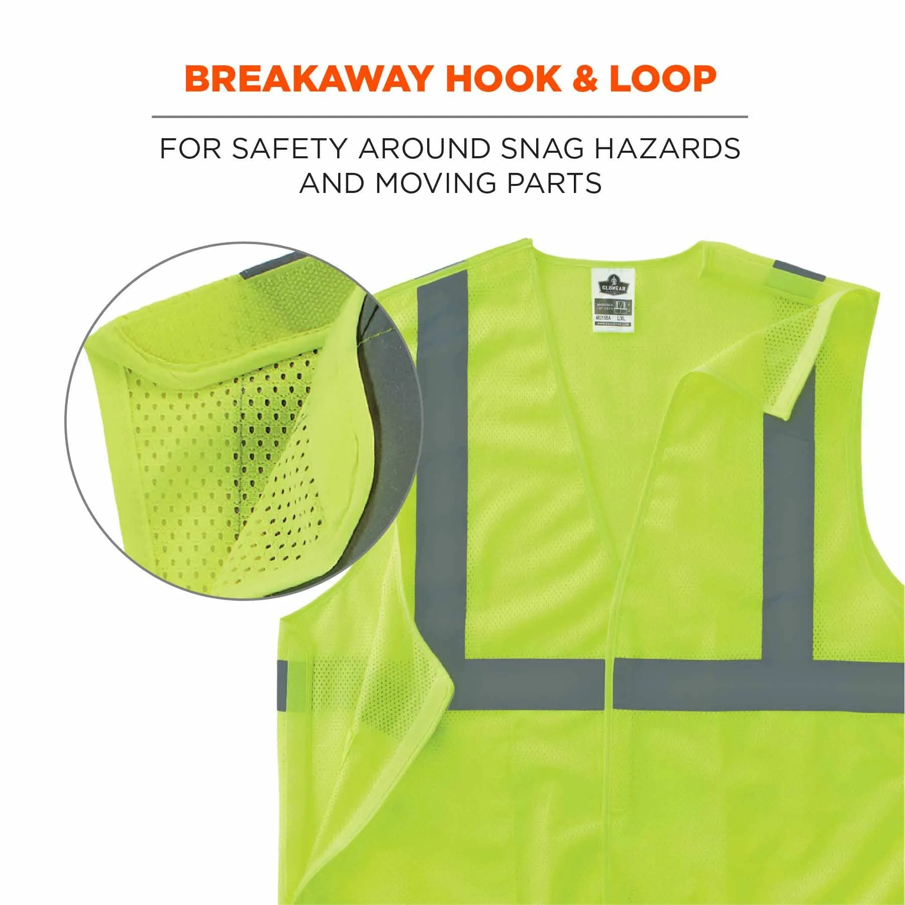 Ergodyne 24548 8215BA-S 4XL Lime Class 2 Economy Breakaway Mesh Vest - Single Size