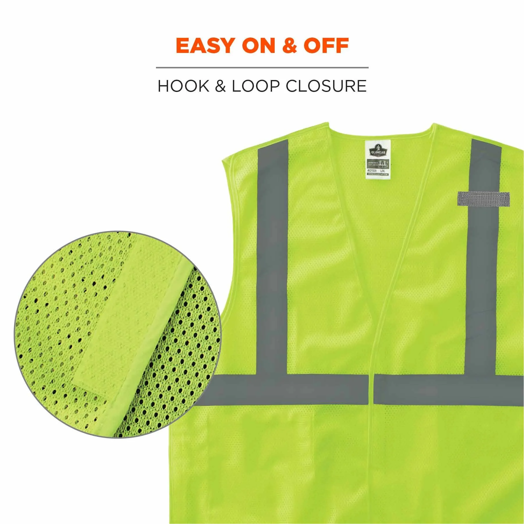 Ergodyne 24548 8215BA-S 4XL Lime Class 2 Economy Breakaway Mesh Vest - Single Size