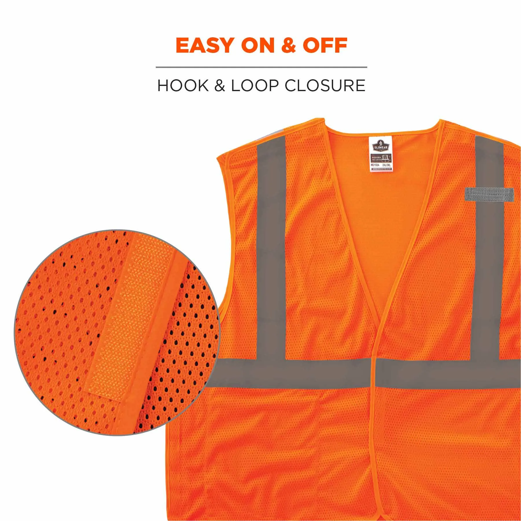 Ergodyne 24559 8215BA-S 5XL Orange Class 2 Economy Breakaway Mesh Vest - Single Size