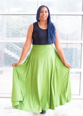 Essential Cindy Maxi Skirt - Avocado Suede