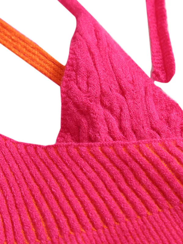 Fake Two-Piece Knitted Cami Top