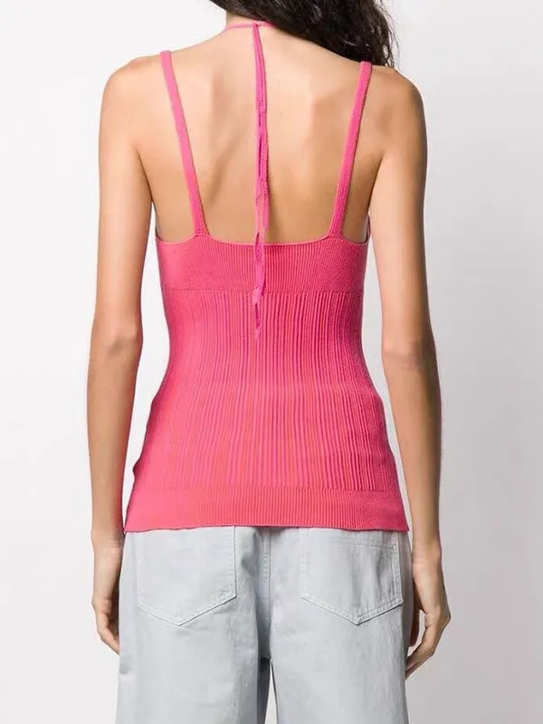 Fake Two-Piece Knitted Cami Top