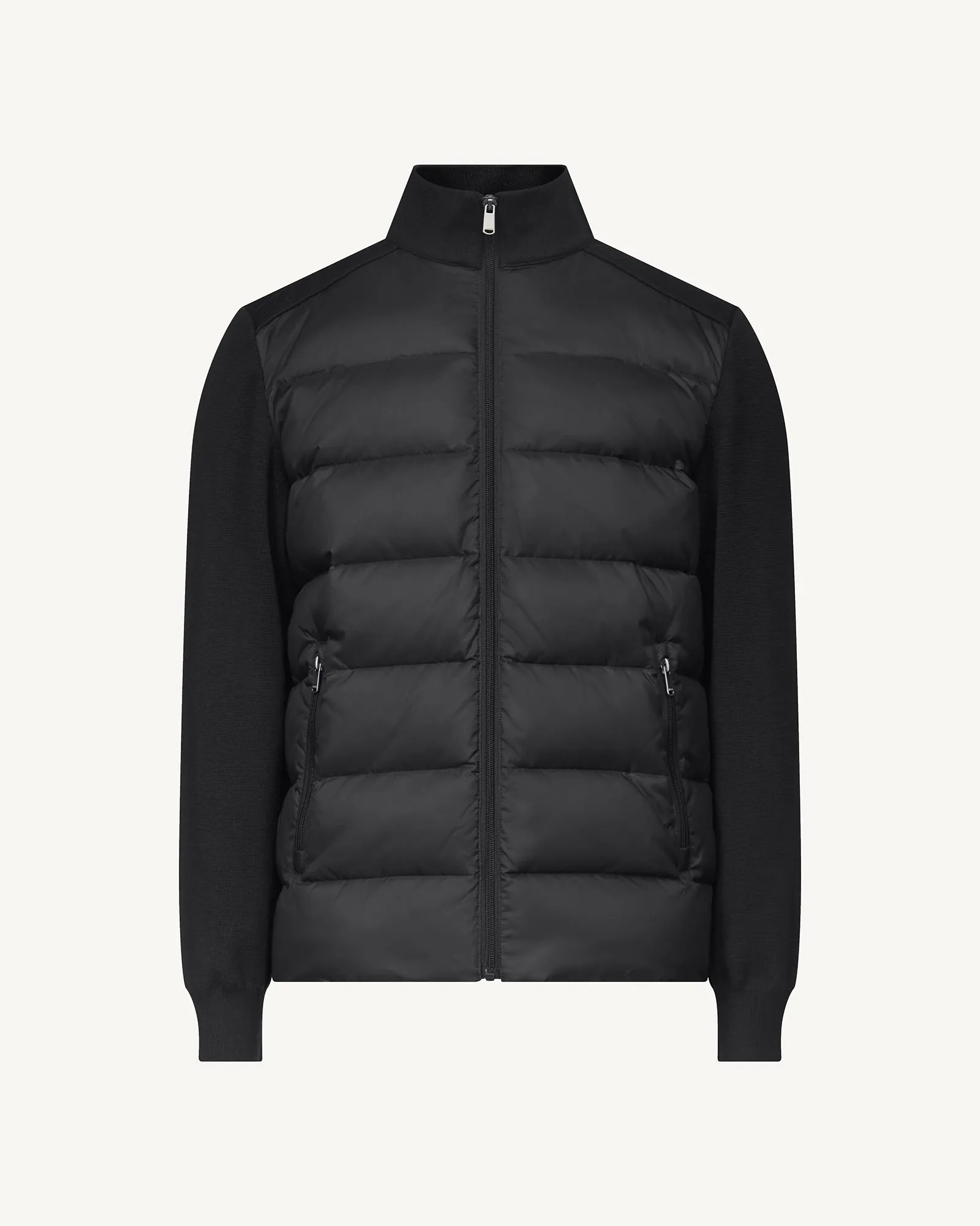 Fargo bi-material knit down jacket Black