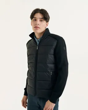 Fargo bi-material knit down jacket Black