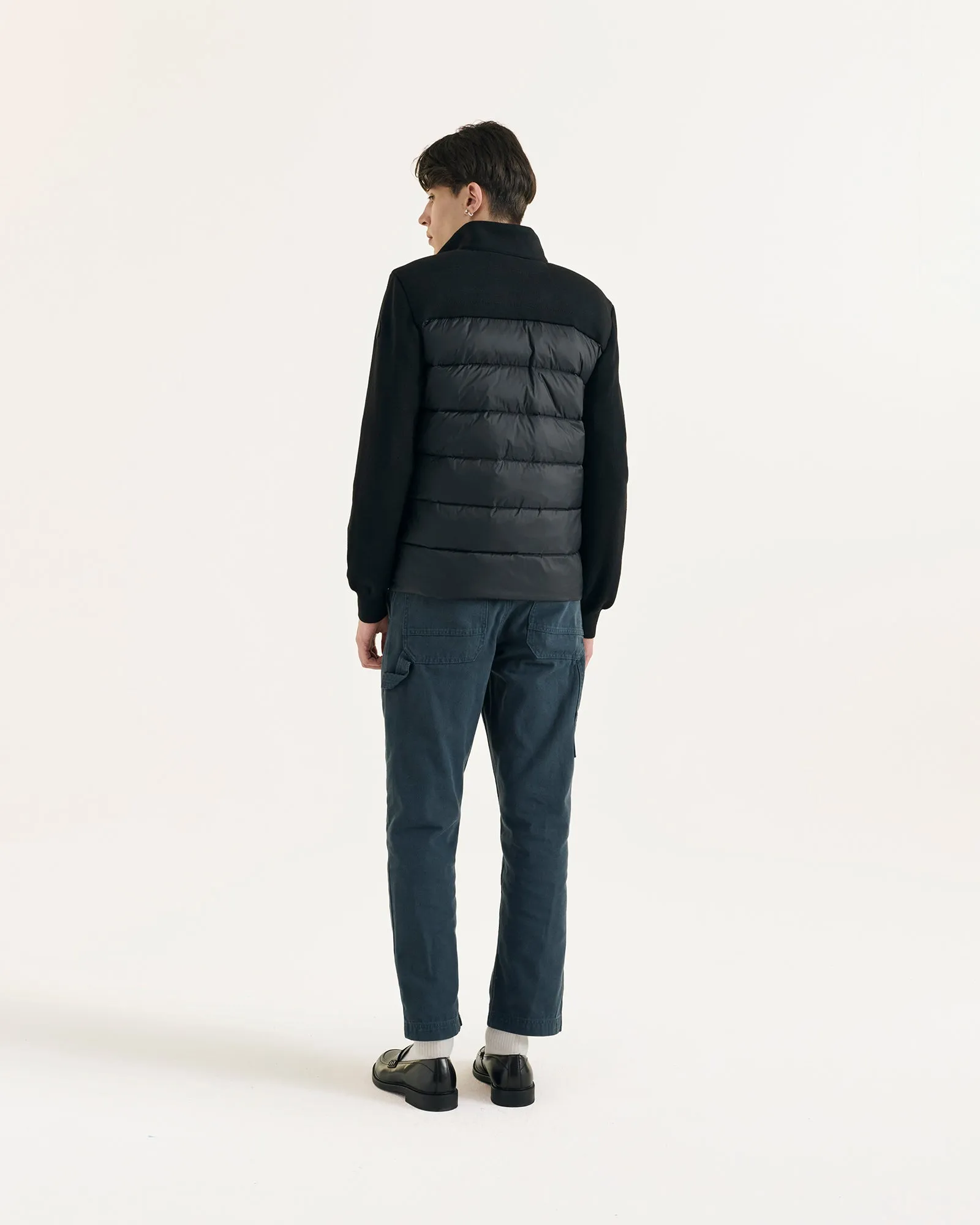 Fargo bi-material knit down jacket Black