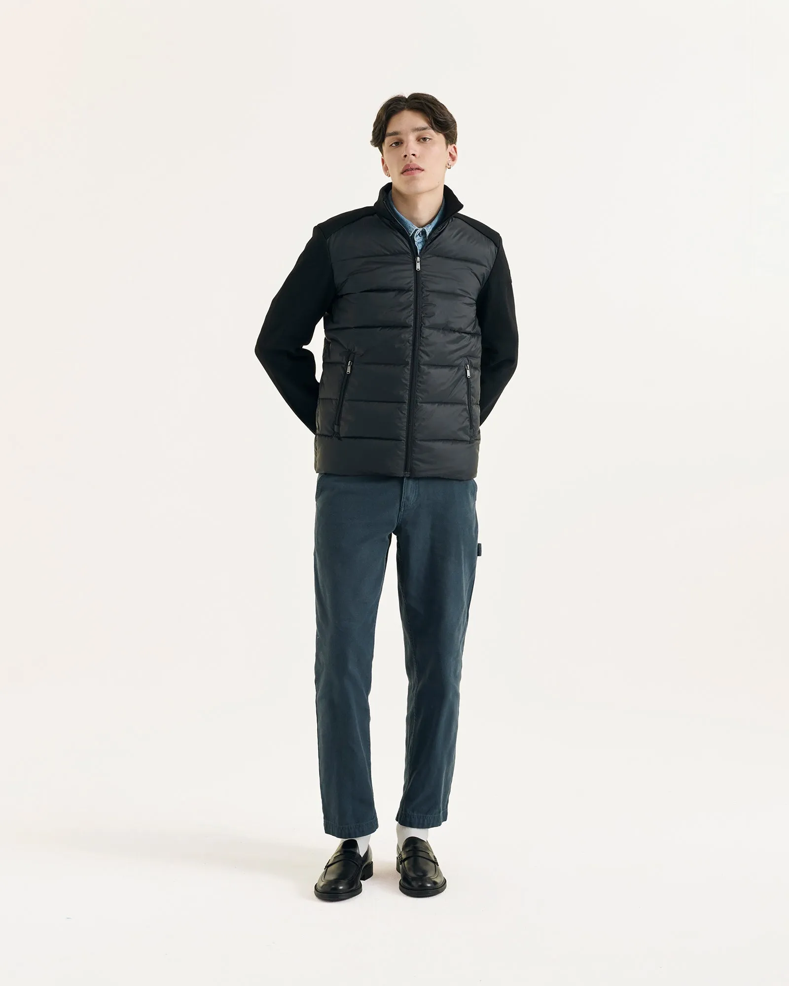 Fargo bi-material knit down jacket Black