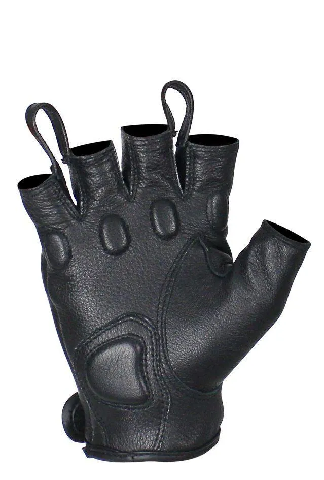 Fingerless Deer Skin Leather Gloves W/ Padded Knuckle Protectors, GLD86-22-DL