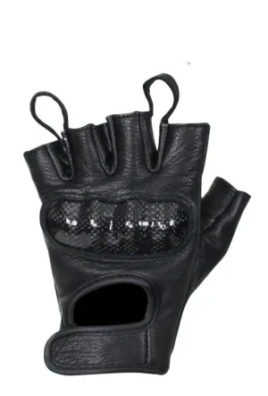 Fingerless Deer Skin Leather Gloves W/ Padded Knuckle Protectors, GLD86-22-DL