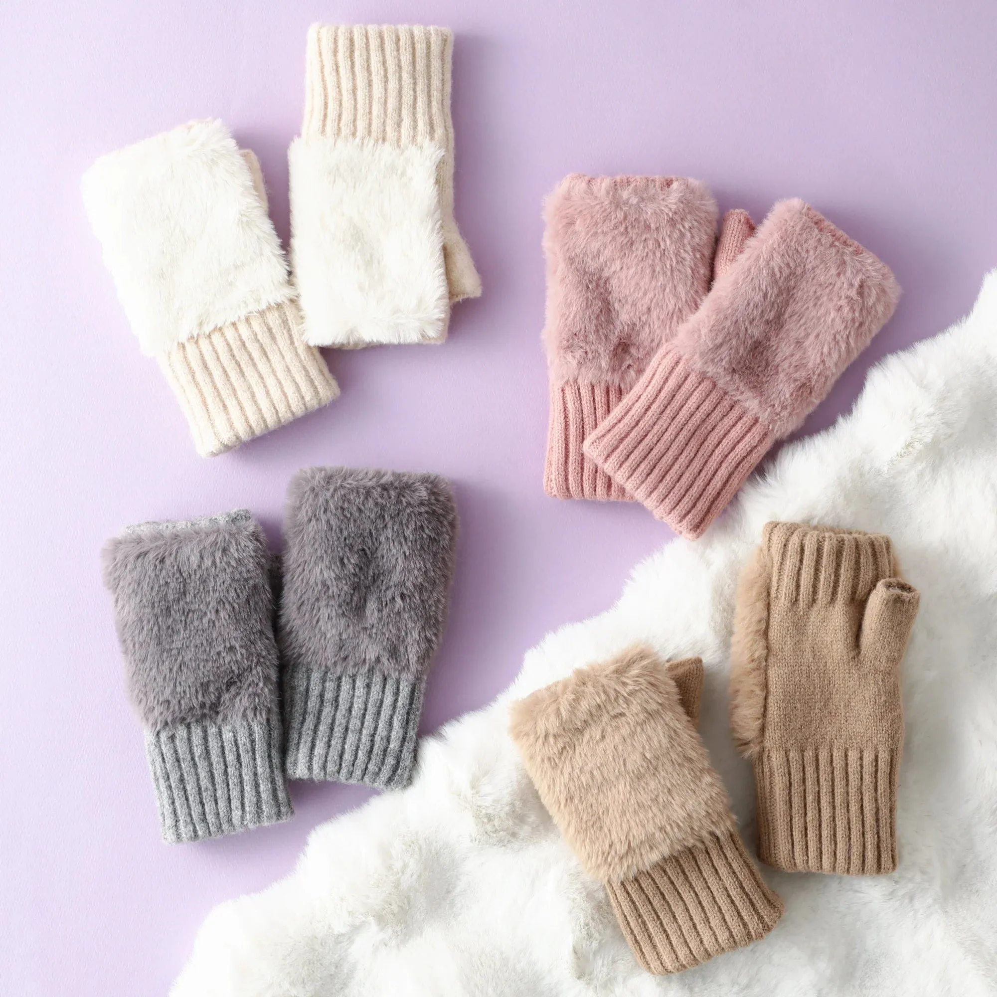 Fingerless Gloves  Beige