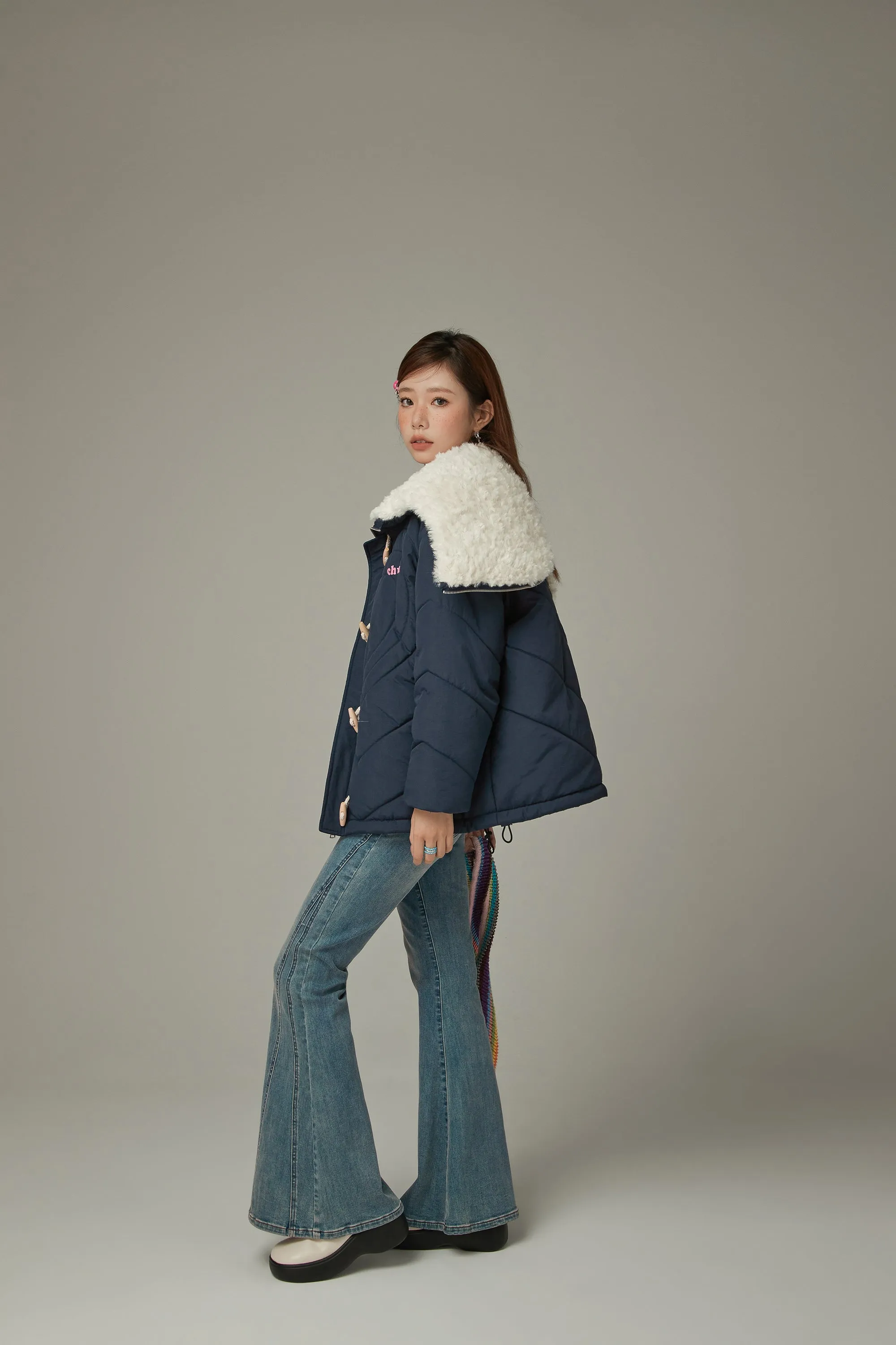 Fleece Collar Quilted Jacket