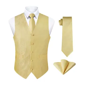 Floral 3pc Suit Vest Set - I-02 YELLOW 2