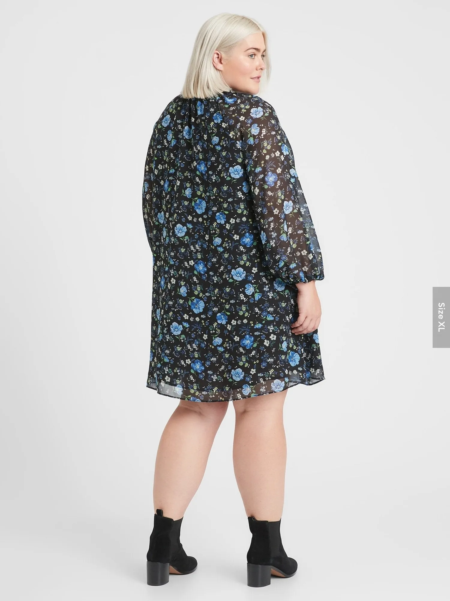 Floral Swing Dress in Black Floral