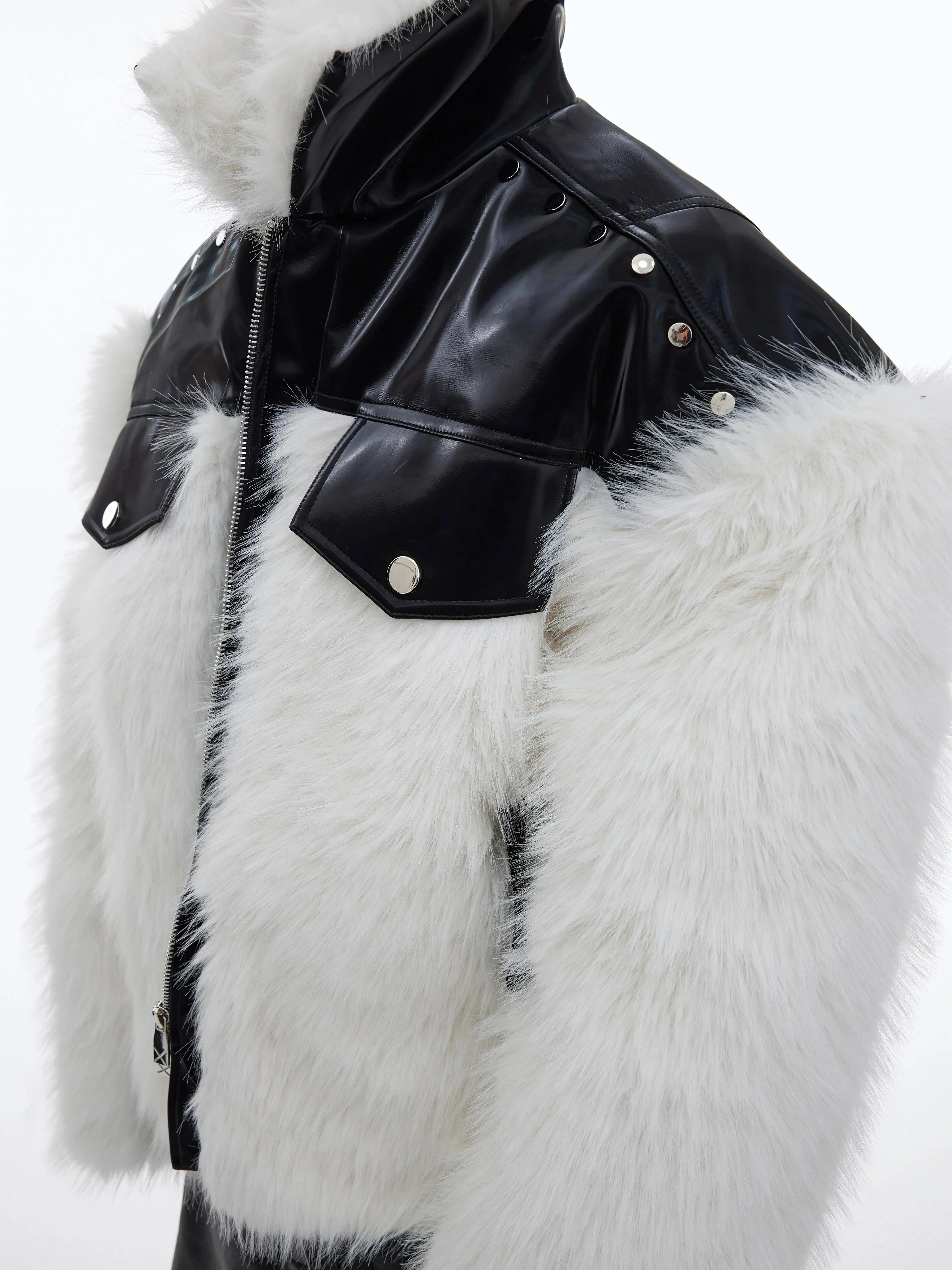 Fur and Leather Splice Jacket