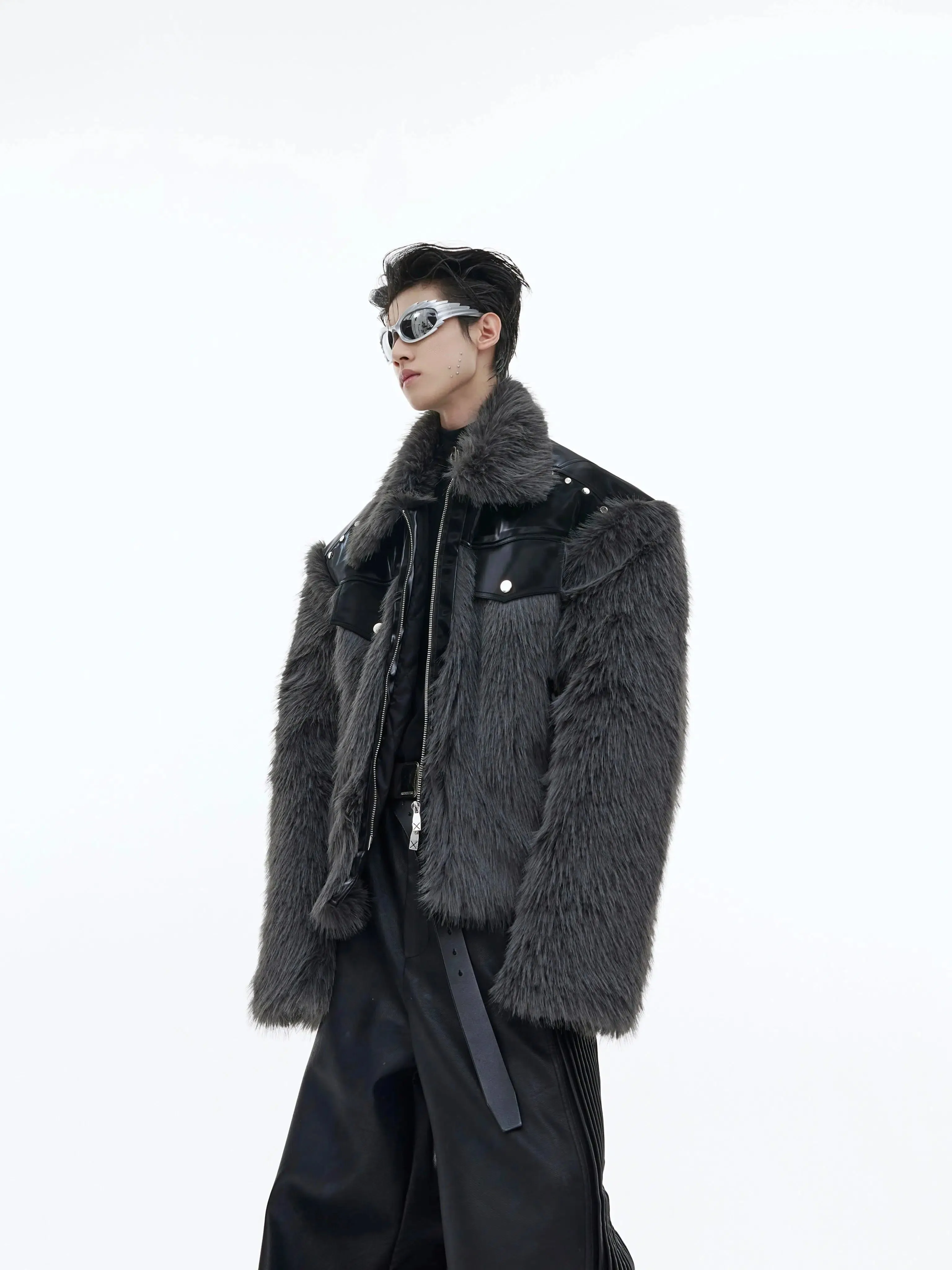 Fur and Leather Splice Jacket