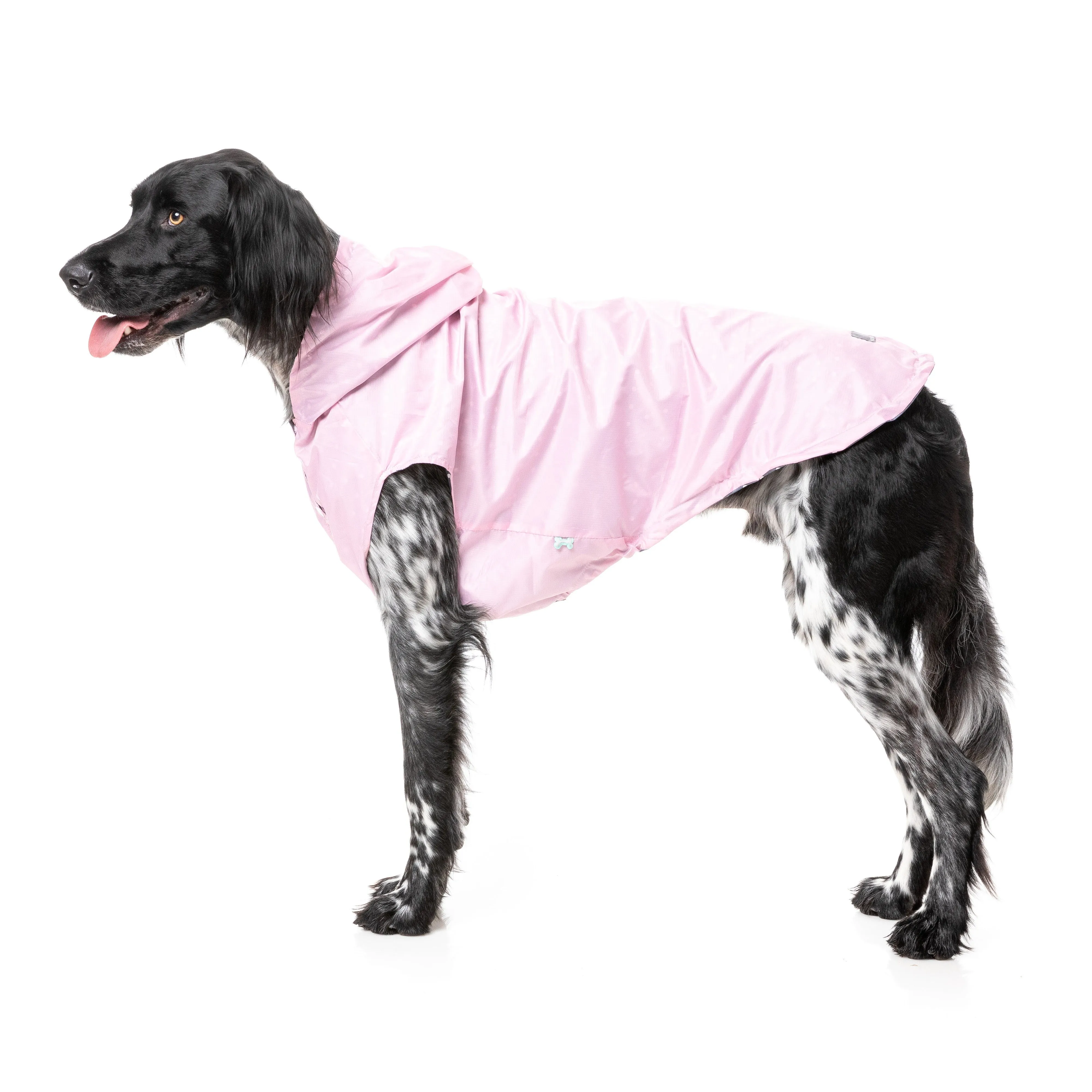 FuzzYard Dog Apparel Flipside Raincoat Pink and Grey Size 1 XXSmall***