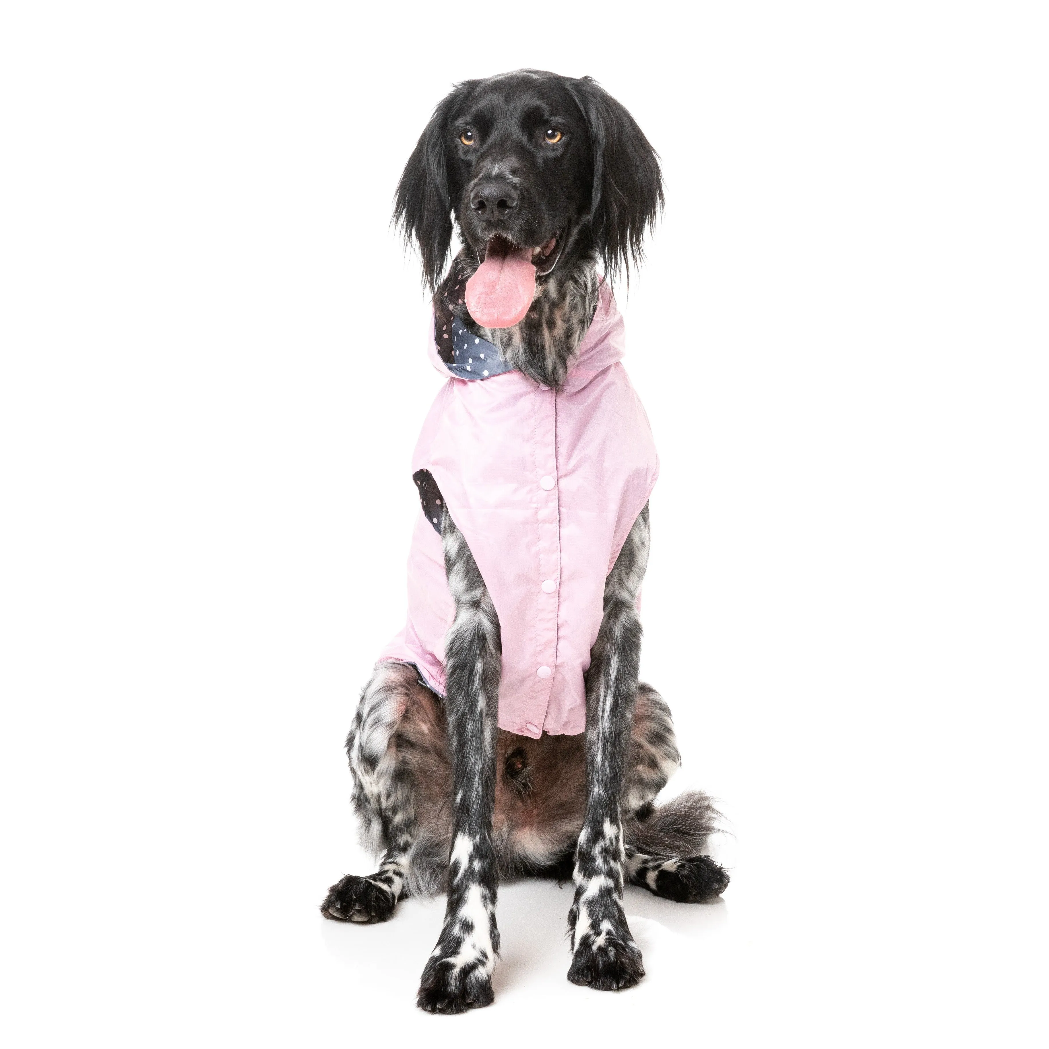 FuzzYard Dog Apparel Flipside Raincoat Pink and Grey Size 1 XXSmall***