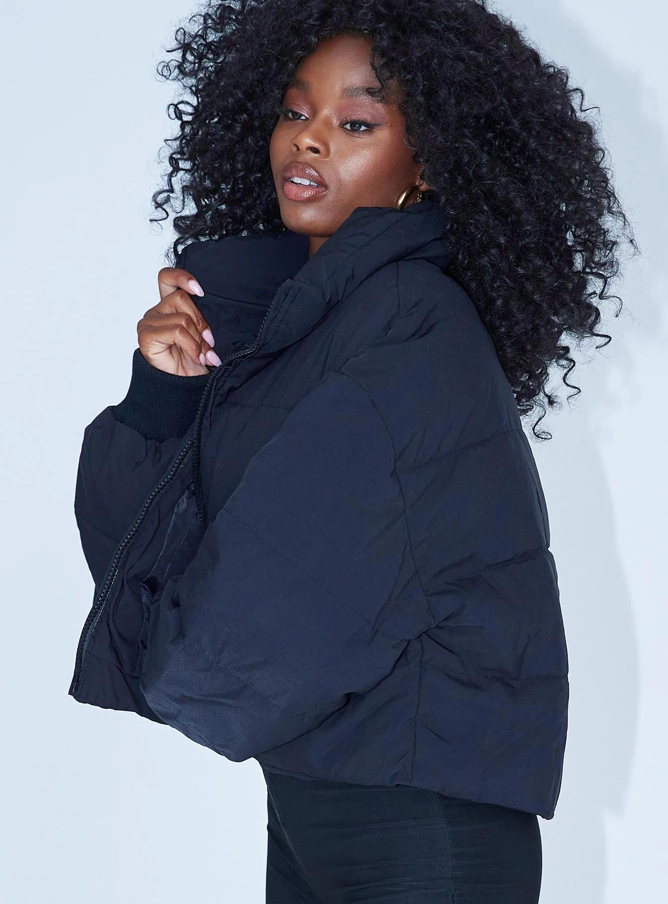 Georgia Cropped Puffer Jacket Black