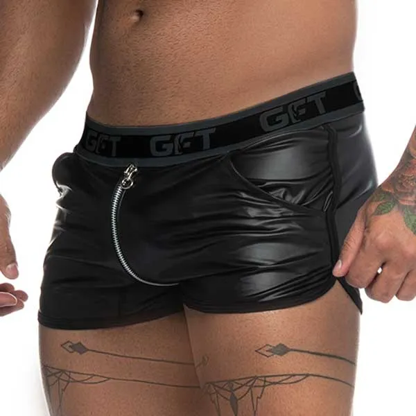 Gigo Fetish Curved Hem Piping Double Zipper Shorts Black AF65 Size S