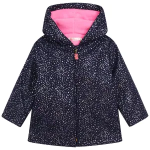 girls Navy Glitter Dots Rain Coat