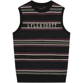 Glen Fair Isle Cotton Knit Crew Neck Vest Jet Black - AW23