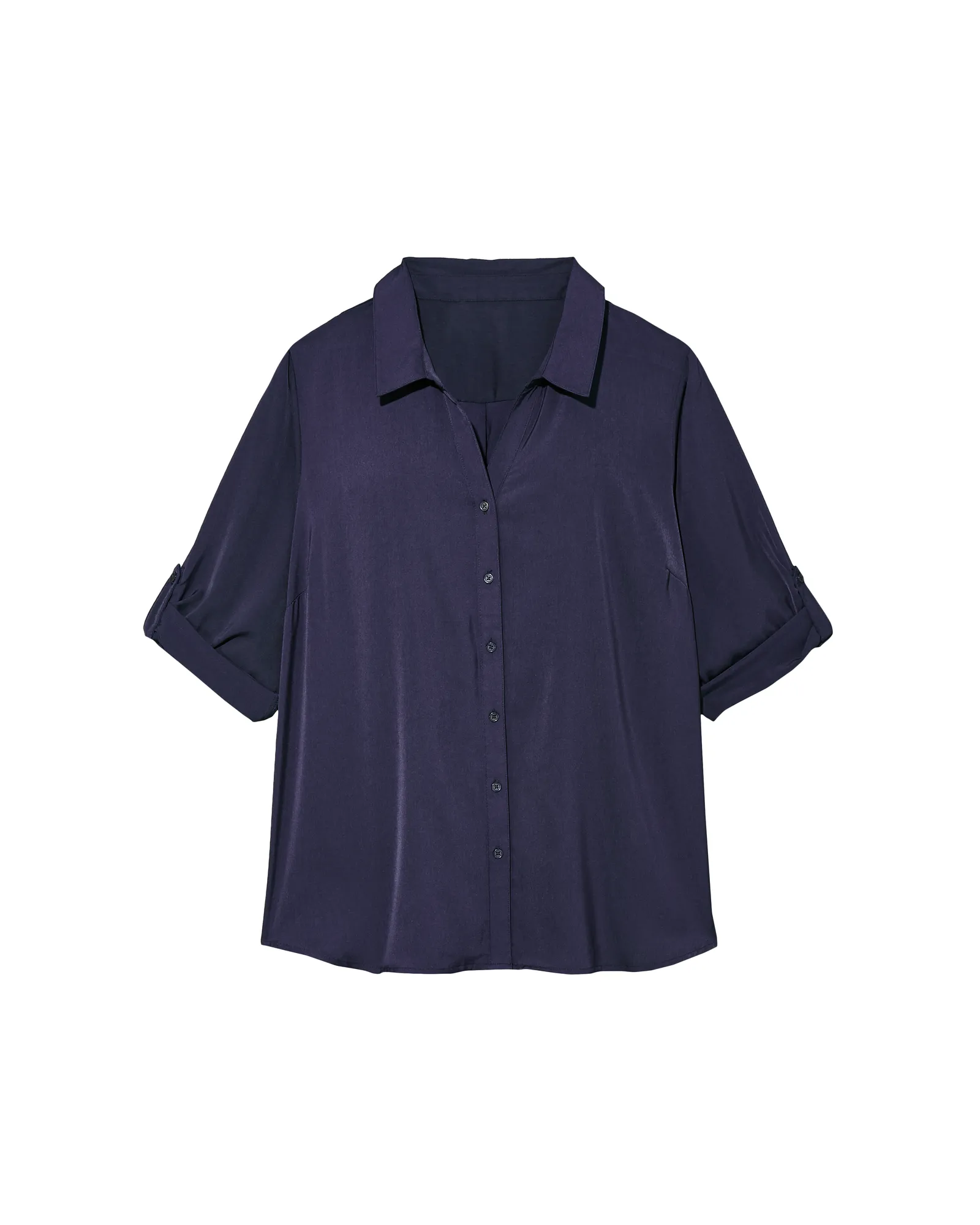 Gracia 3/4 Sleeve Button Down | Navy