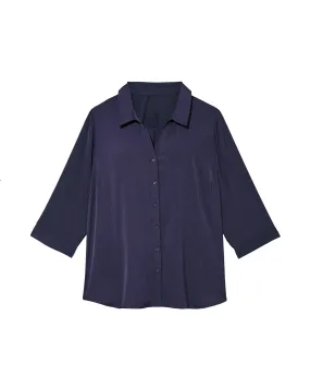 Gracia 3/4 Sleeve Button Down | Navy