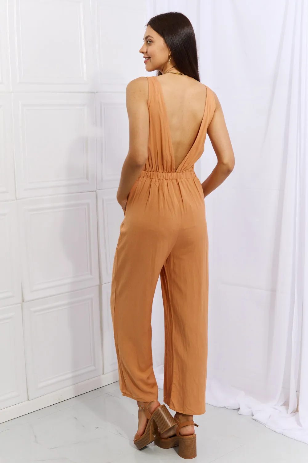 HEYSON Feels Right Cut Out Detail Wide Leg Jumpsuit in Sherbet