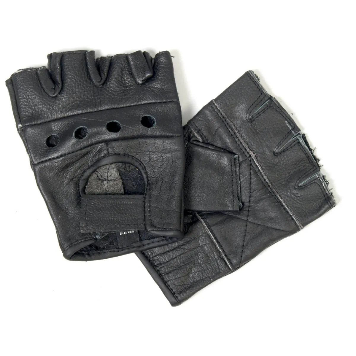 Hot Leathers GVM1004 Unlined Fingerless Leather Gloves with Padded Palm