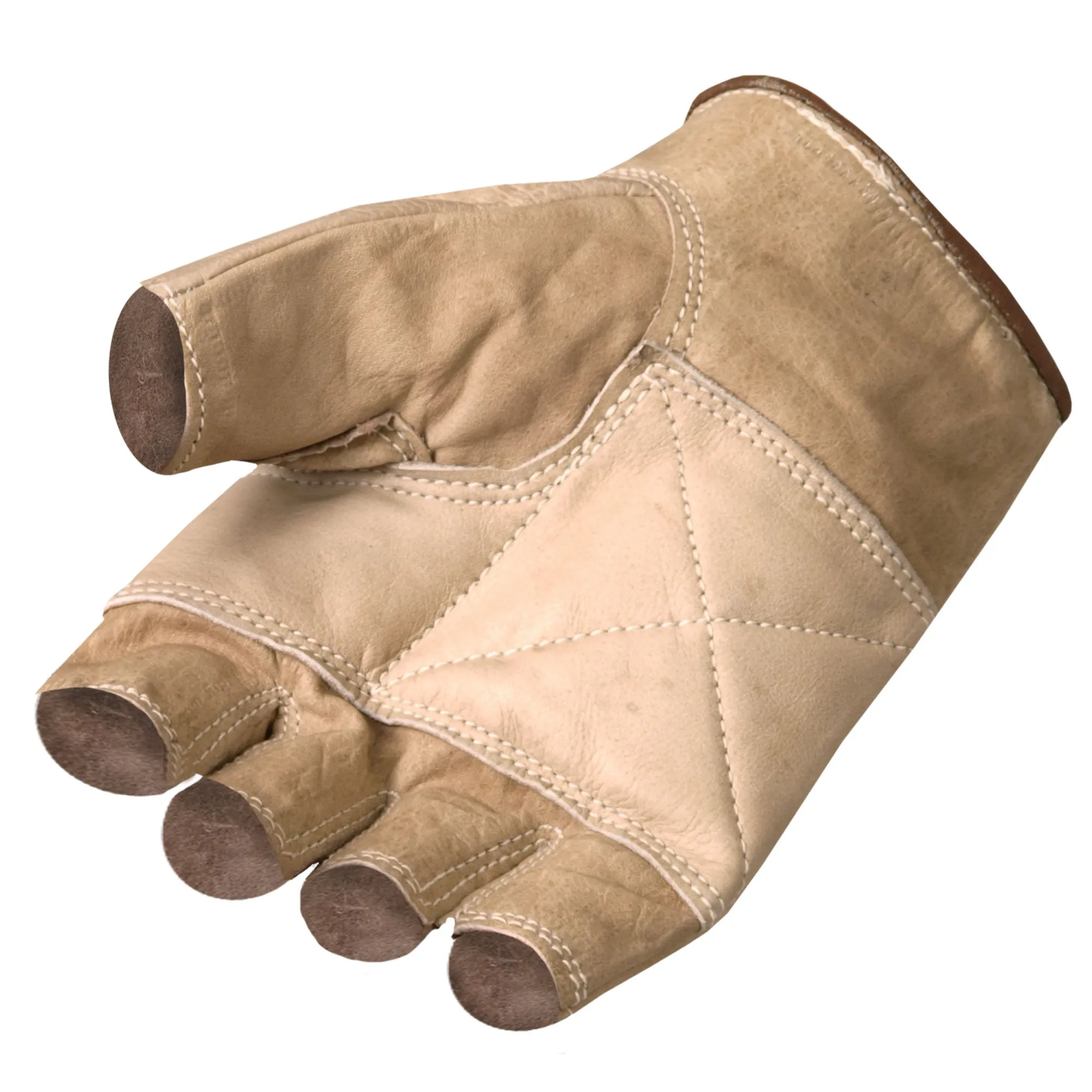 Hot Leathers GVM1005 Brown Unlined Fingerless Leather Gloves with