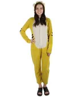 HPO Adult Women's Yellow and White Jumpsuit Tiger Costume Bundle