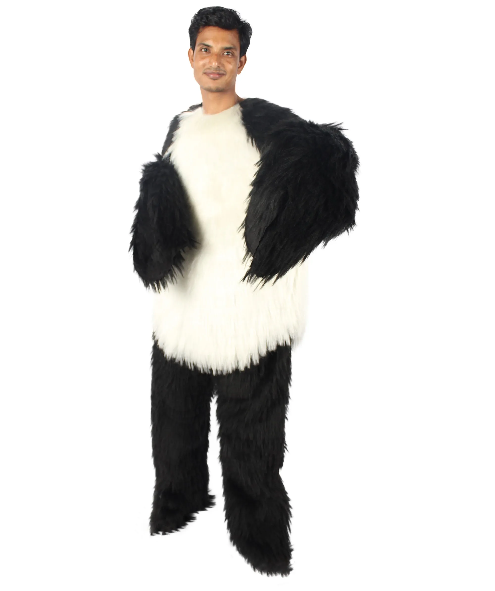 HPO White and Black Panda Costume  - Long Breathable Synthetic Fibers