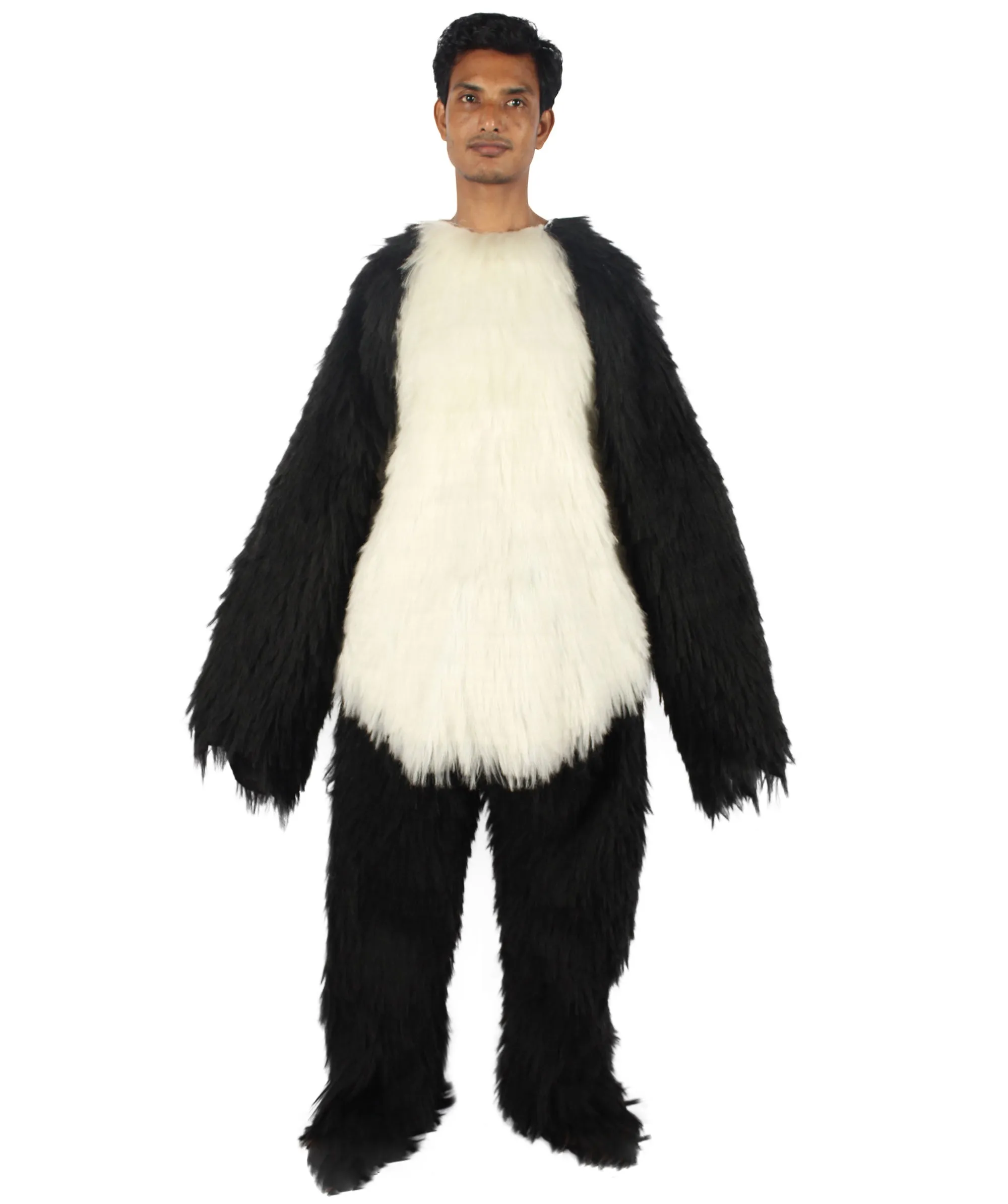 HPO White and Black Panda Costume  - Long Breathable Synthetic Fibers