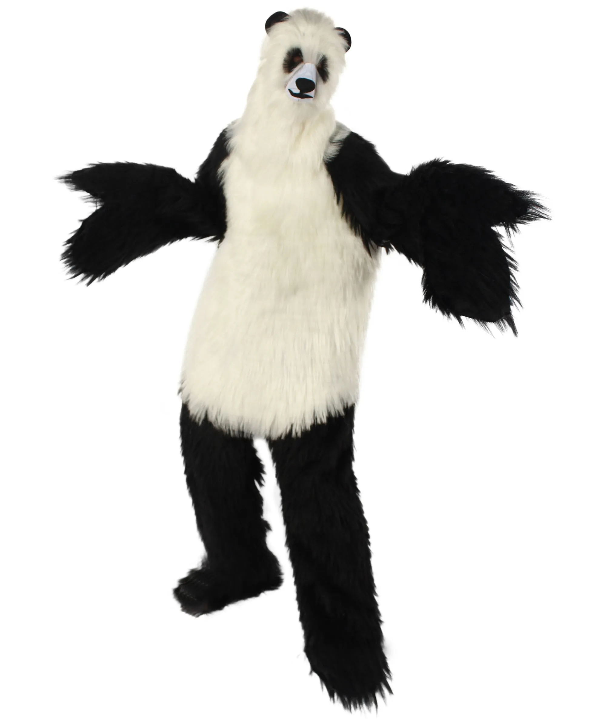 HPO White and Black Panda Costume with Wig & Mask  - Long Breathable Synthetic Fibers Bundle