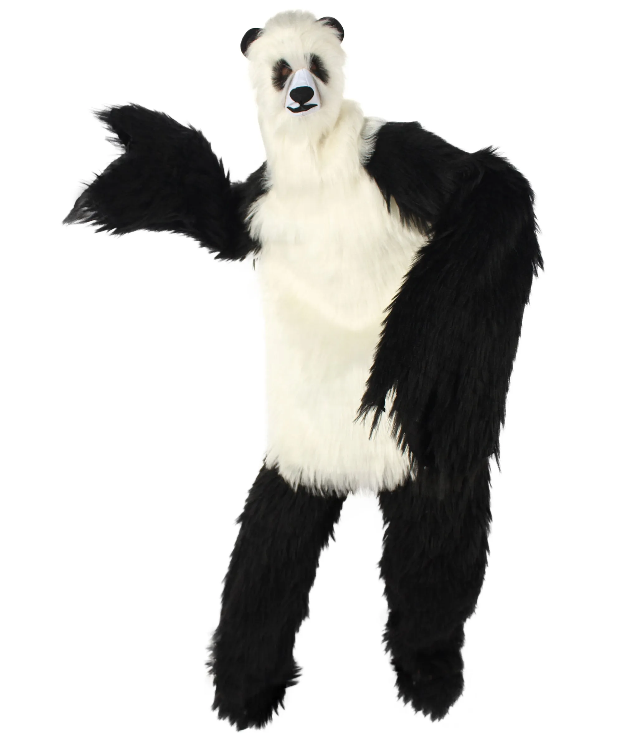 HPO White and Black Panda Costume with Wig & Mask  - Long Breathable Synthetic Fibers Bundle