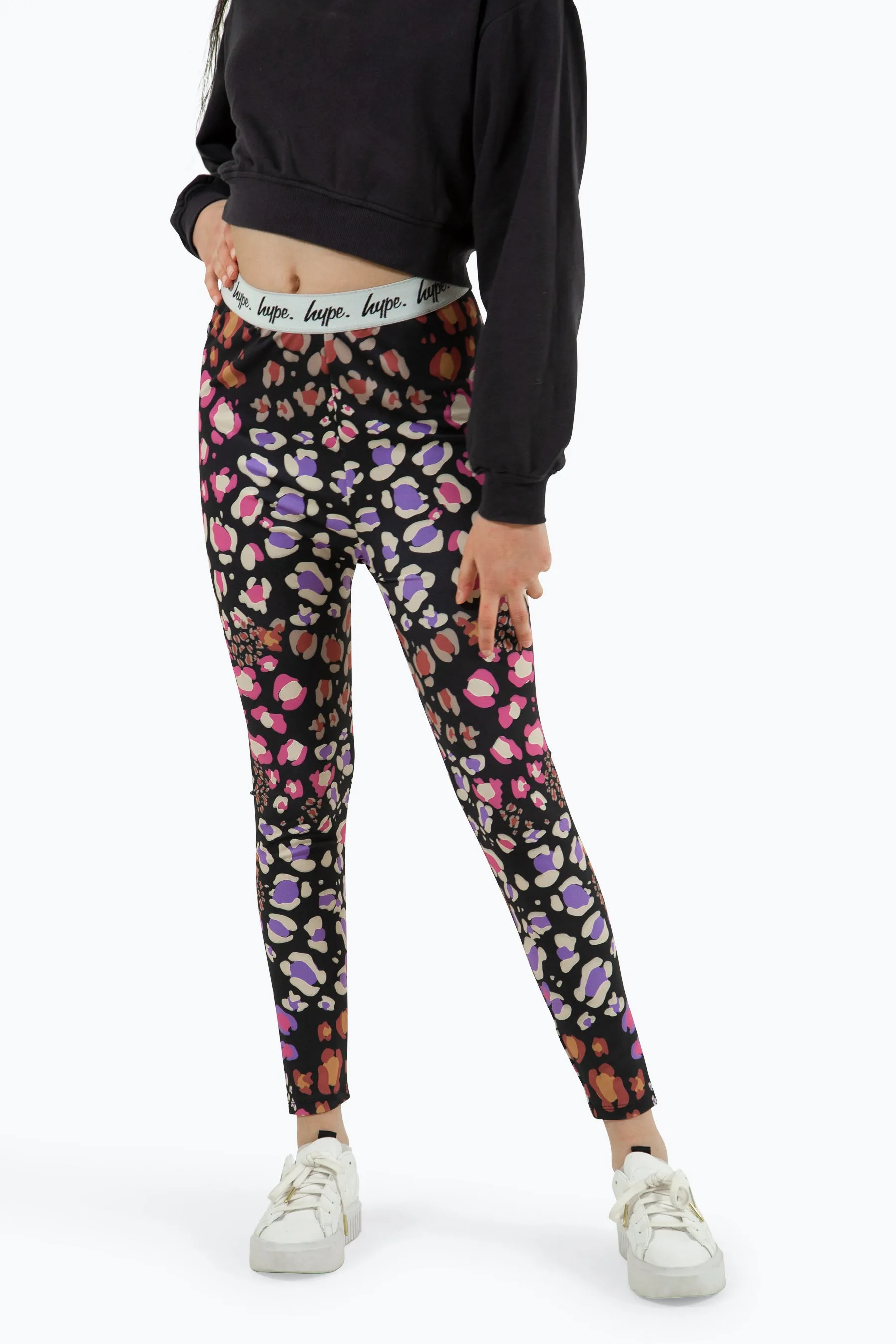 Hype Girls Black Multi Leopard Leggings