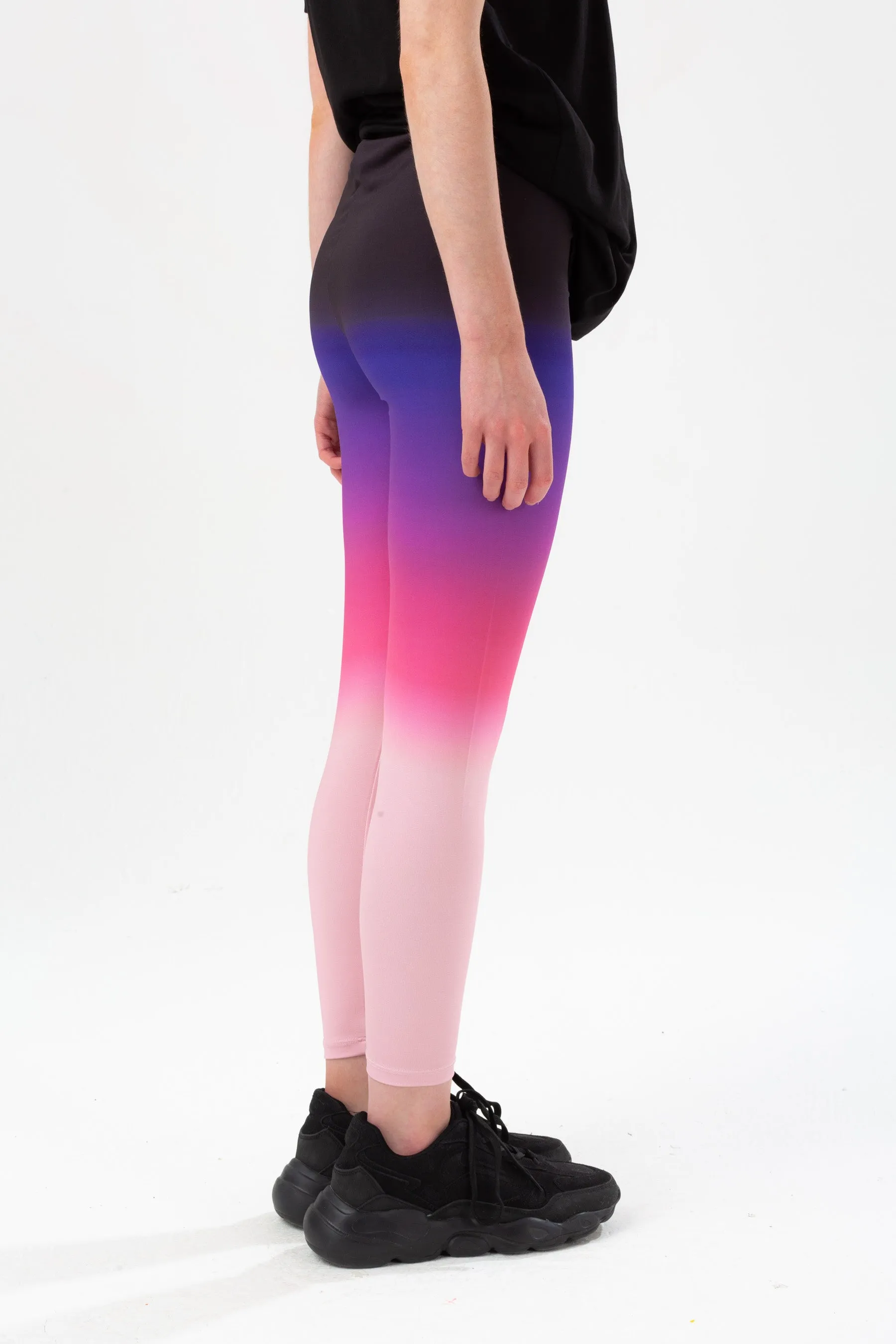 Hype Girls Purple Fade Foil Script Leggings