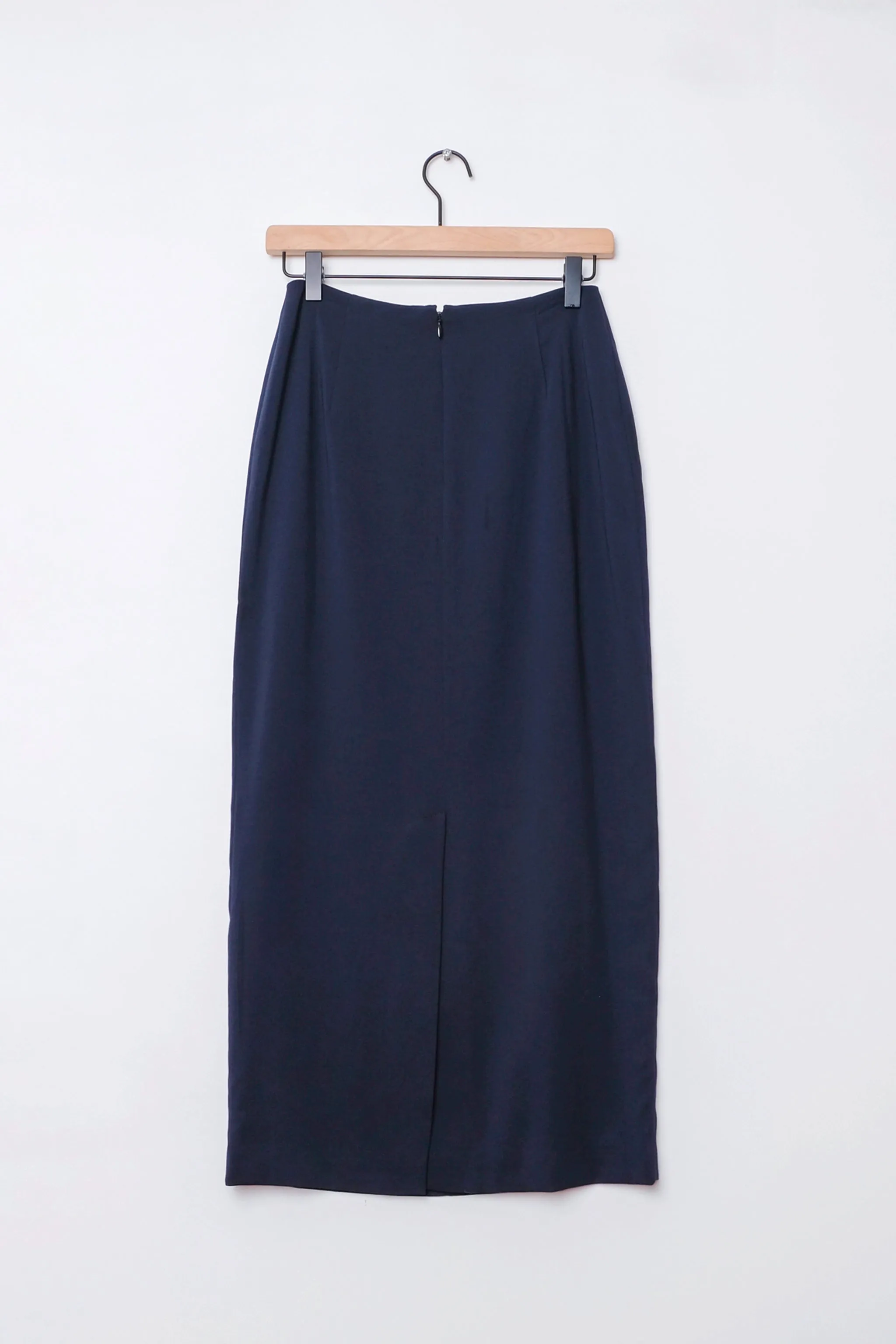 INC Minimalist Navy Blue Straight Maxi Skirt, US 2 Modern Clean Silky