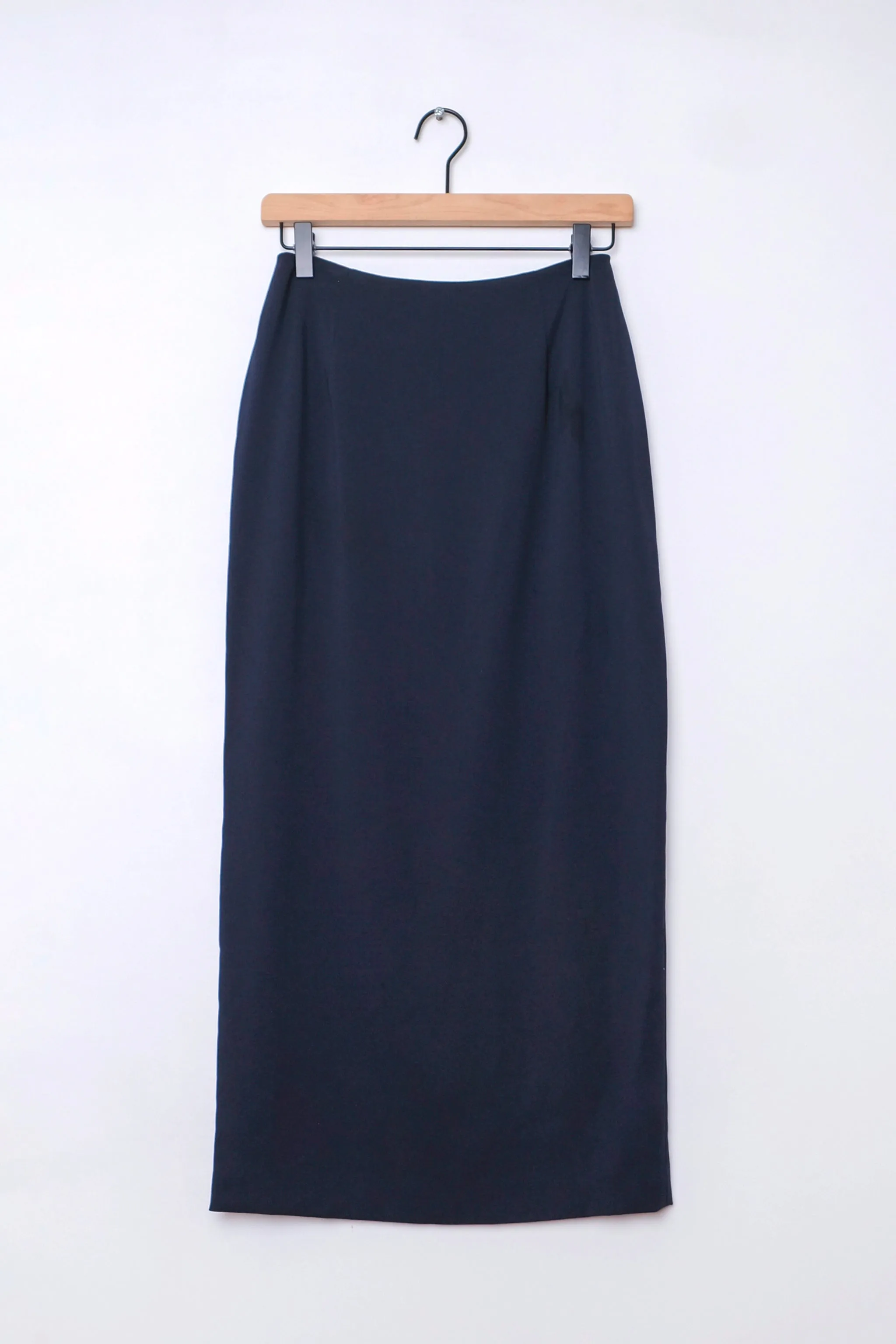 INC Minimalist Navy Blue Straight Maxi Skirt, US 2 Modern Clean Silky