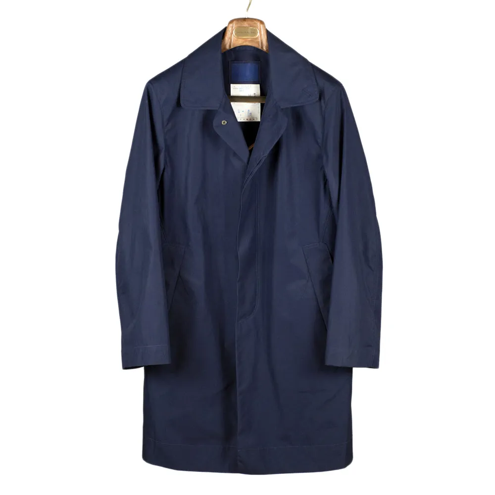 Indigo dyed cotton raincoat