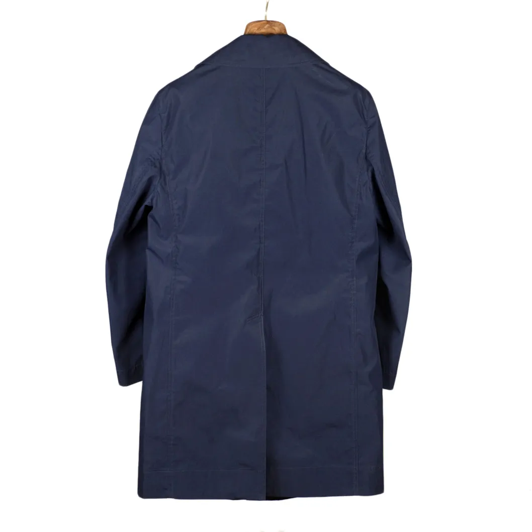 Indigo dyed cotton raincoat