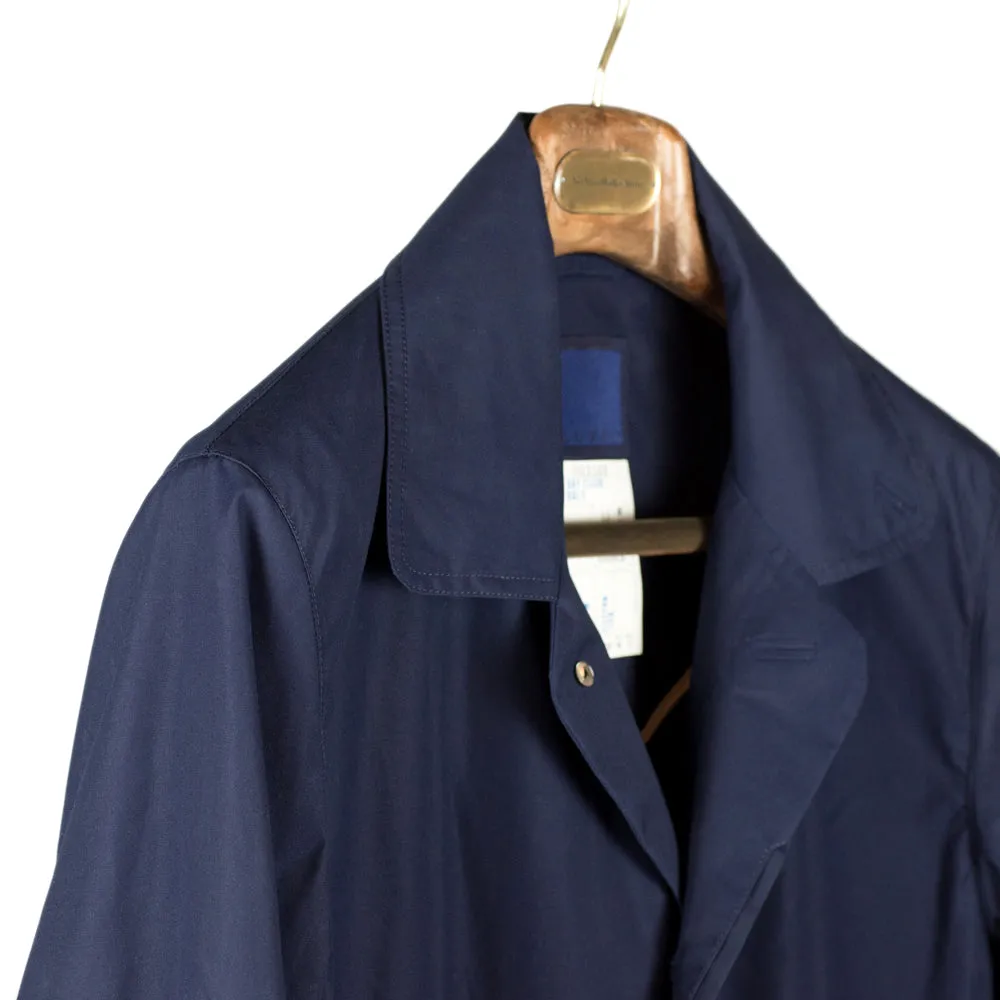 Indigo dyed cotton raincoat