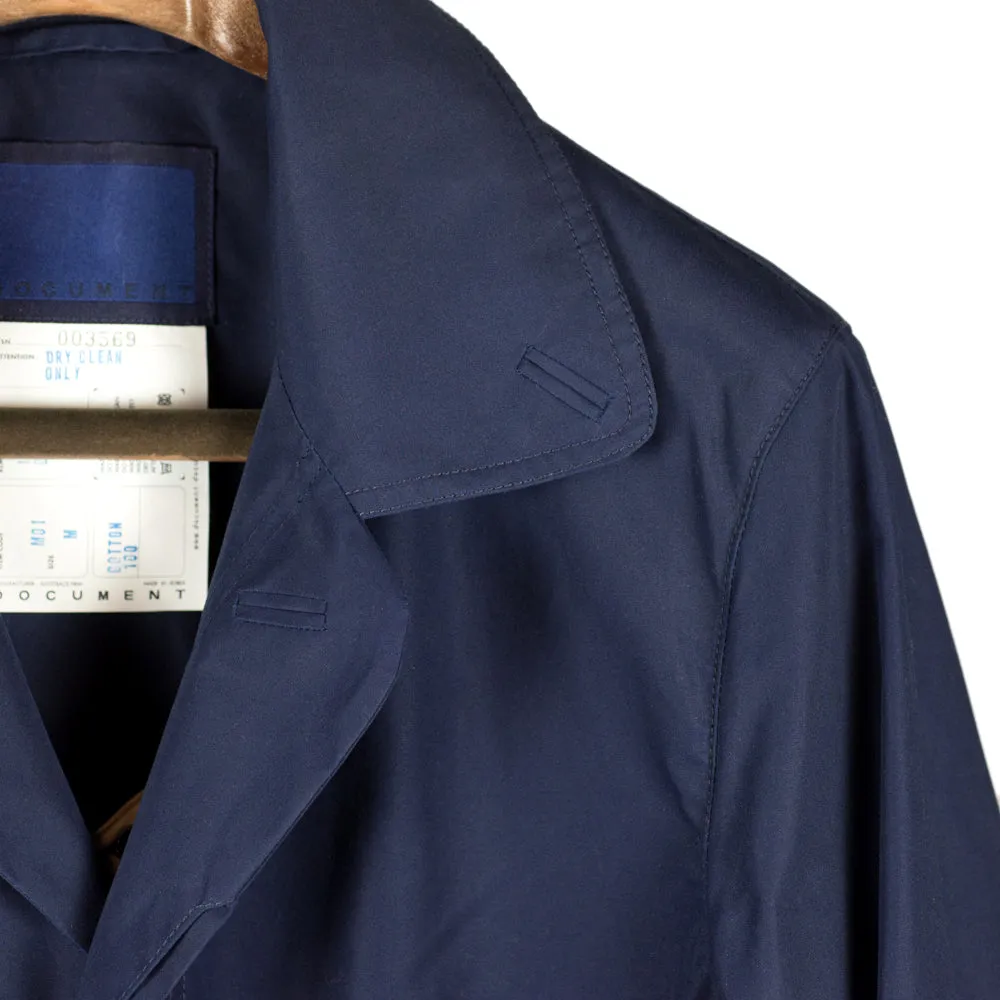 Indigo dyed cotton raincoat