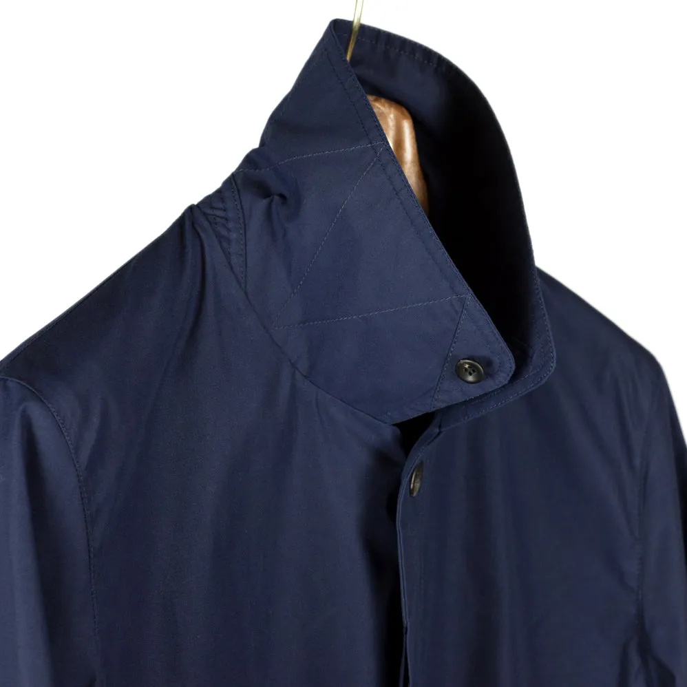 Indigo dyed cotton raincoat