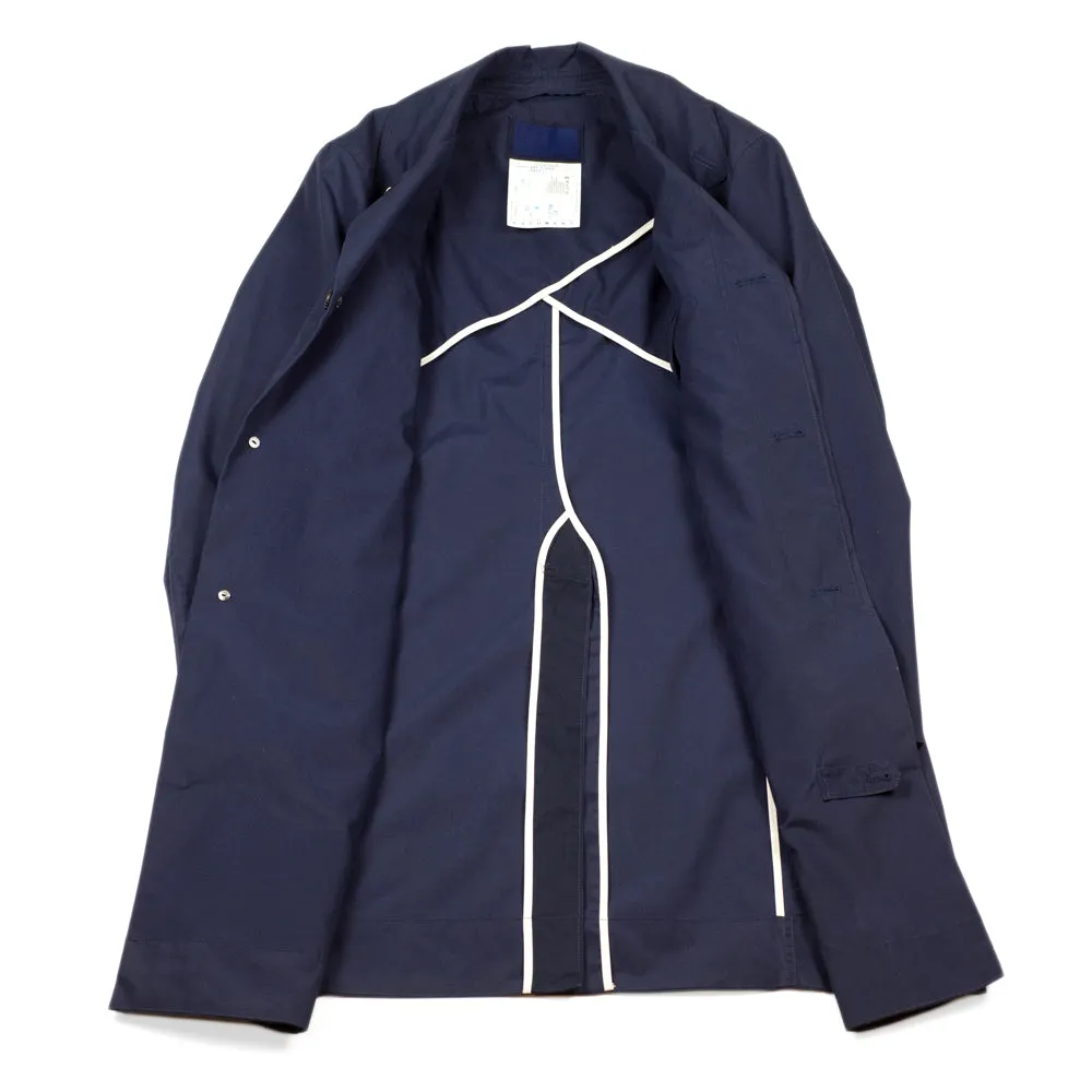 Indigo dyed cotton raincoat