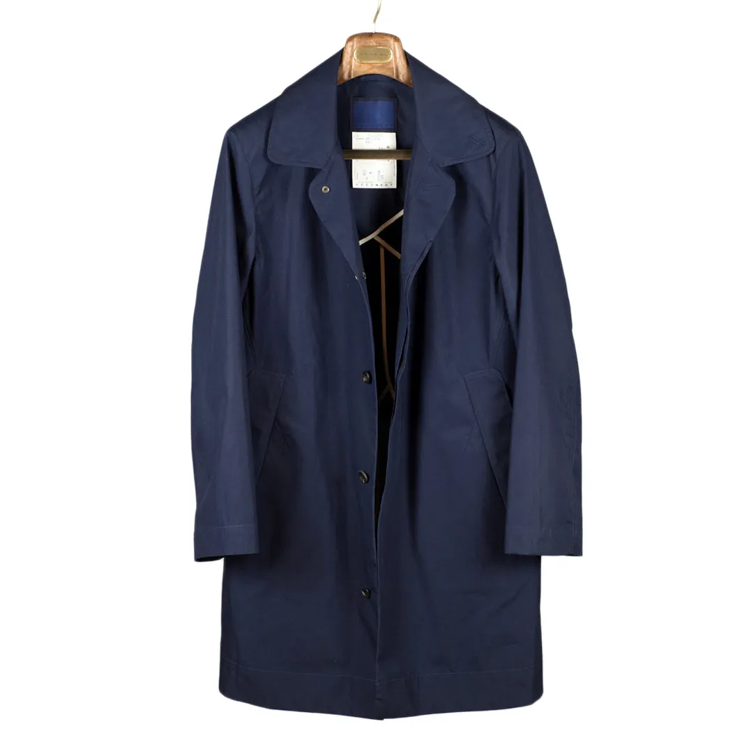 Indigo dyed cotton raincoat