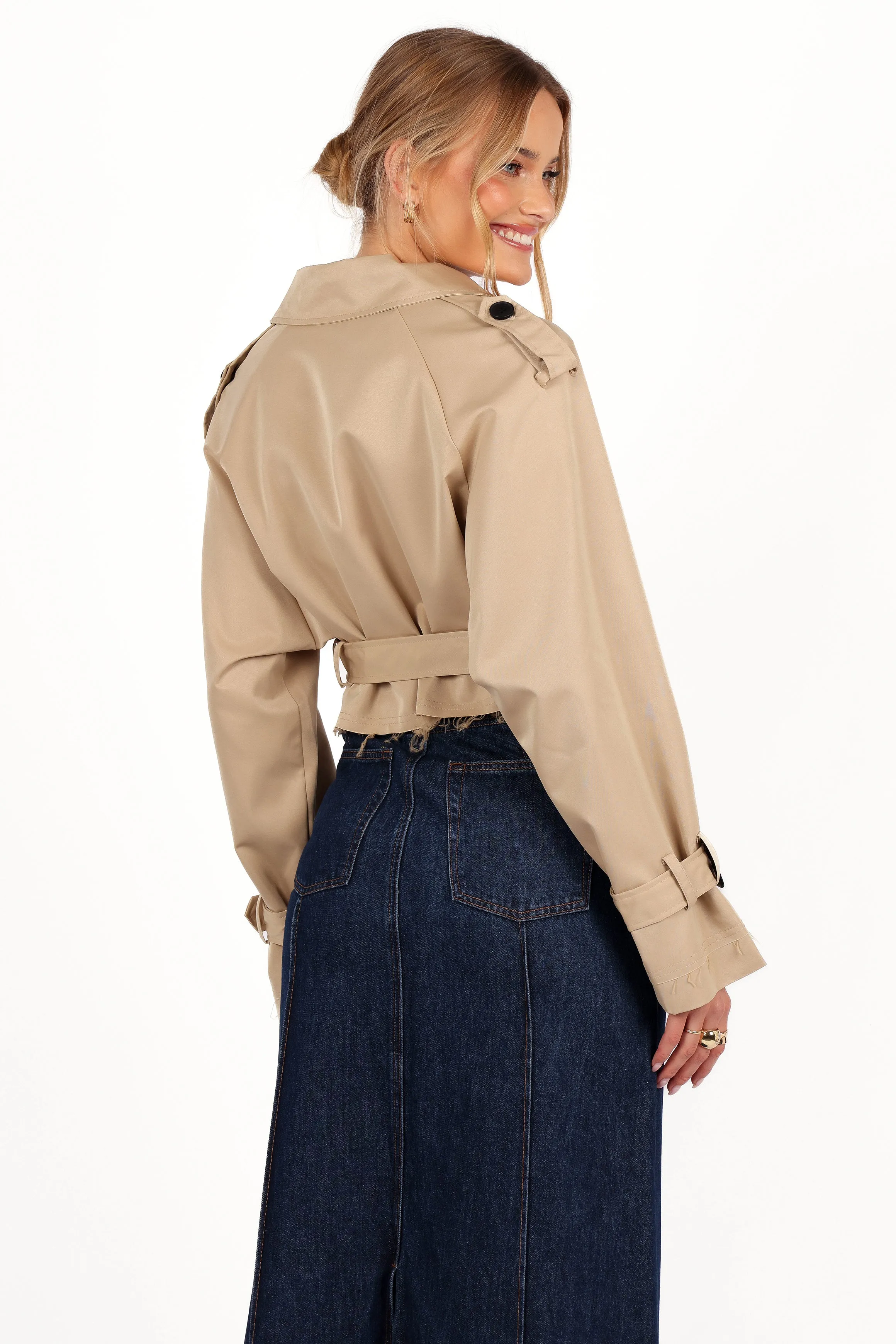 Izzi Crop Trench Jacket - Tan