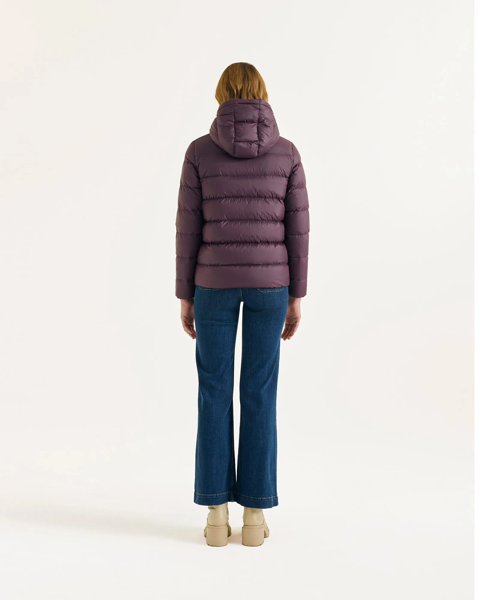 Johanna straight-cut hooded down jacket Fig