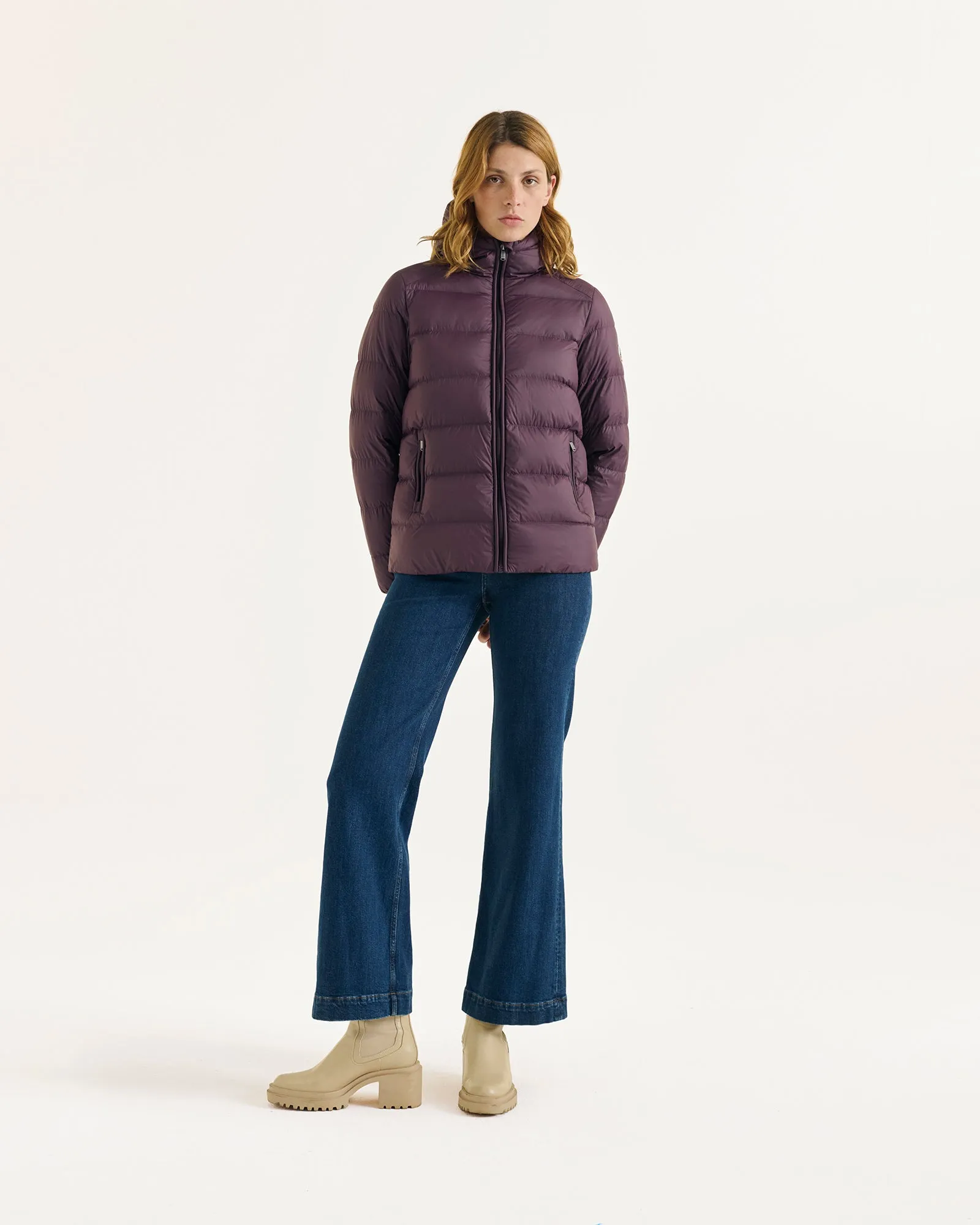 Johanna straight-cut hooded down jacket Fig