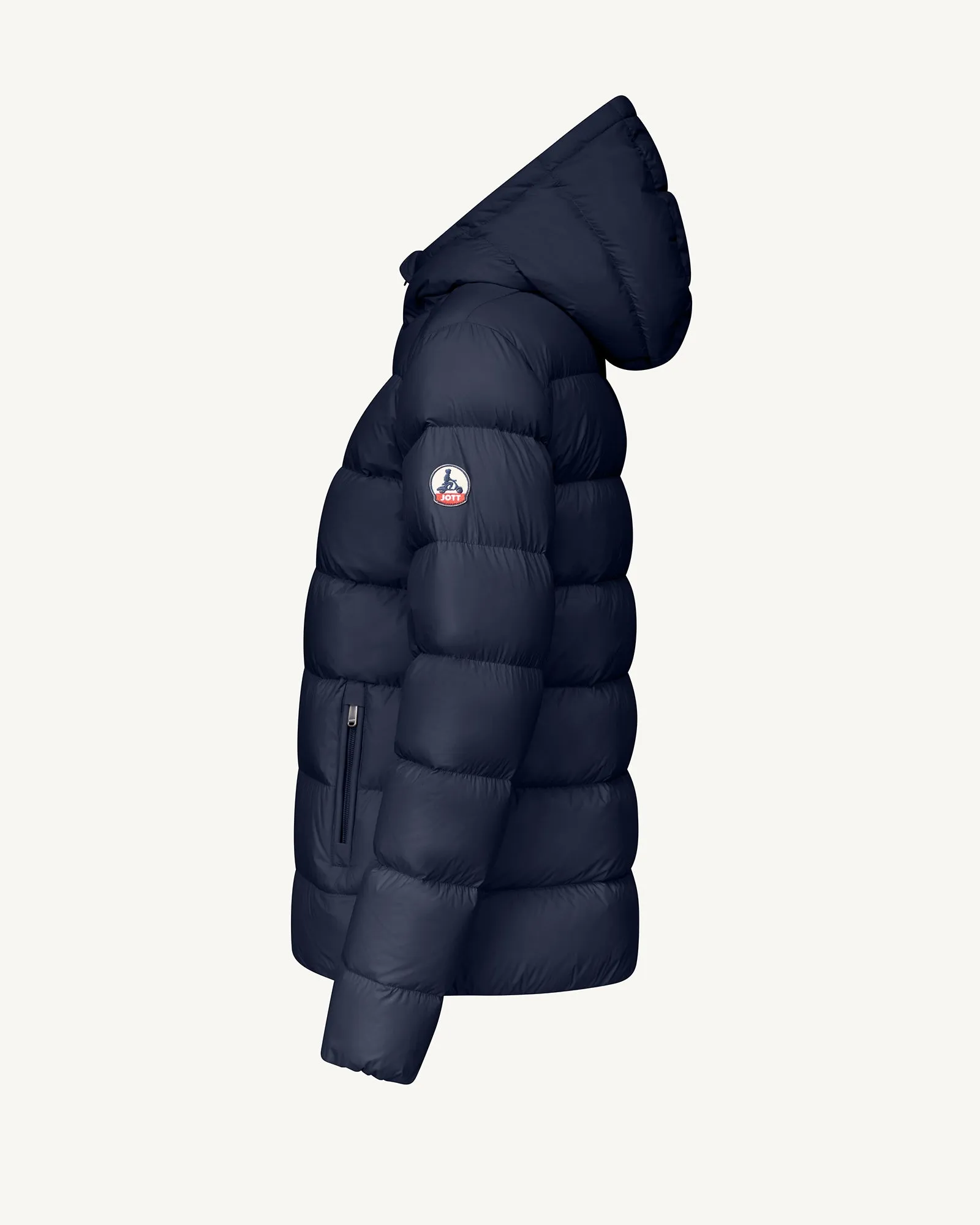 Johanna straight-cut hooded down jacket Navy